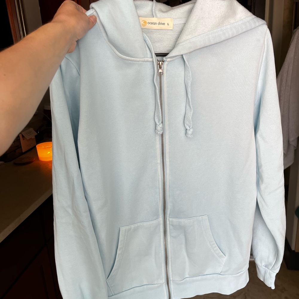 NWOT Ocean Drive Sky Blue Zip-Up Hoodie